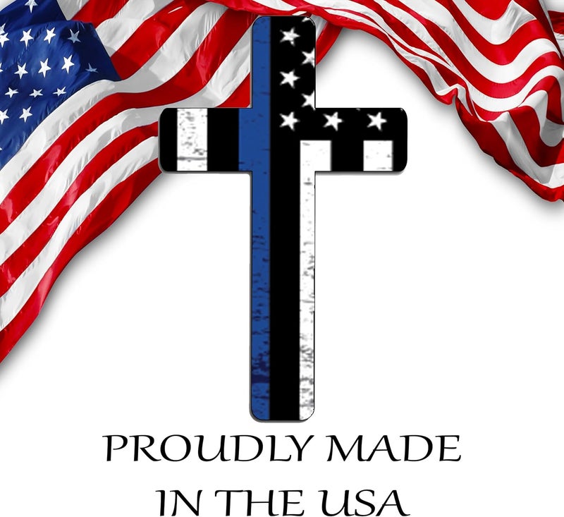DAJDC Large Thin Blue Line Flag Cross Sticker Vinyl Decal for Car Truck Window Bumper Sticker Support of Police and Law Enforcement Officers (8 Inch) - Image 5